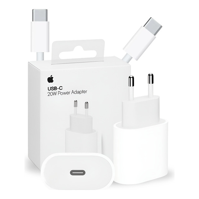 Kit Carregador Original iPhone 15 16 17 Fonte Turbo + Cabo Branco Kit Carregador Original iPhone 15 16 17 Fonte Turbo + Cabo Branco