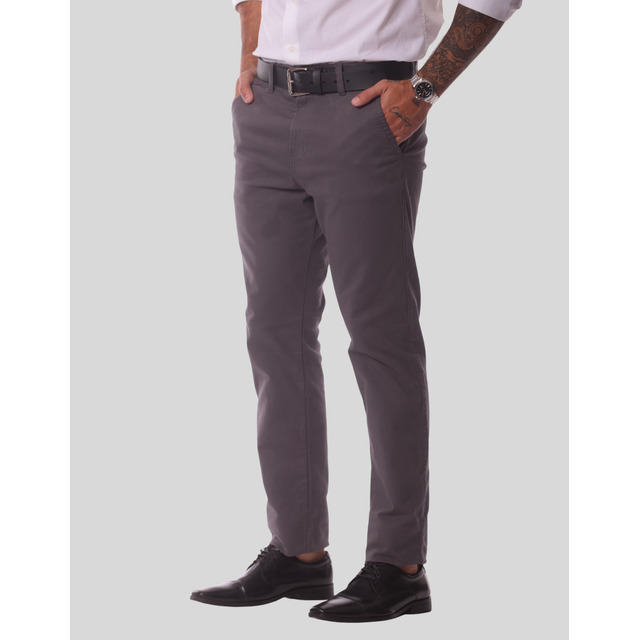 Calça De Sarja Masculina Bolso Faca/embutido C/ Lycra Sarja Chumbo 46