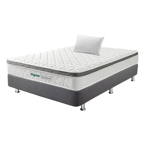 Combo Sigma Dream 120x190+somier Pluss Lino Gris+ Almohada