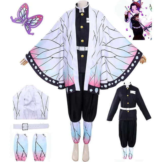 Disfraz Cosplay Kochou Shinobu Cazadora De Demonios Traje De Cosplay Disfraces Kimono Capa Anime Con Faja 7 Piezas