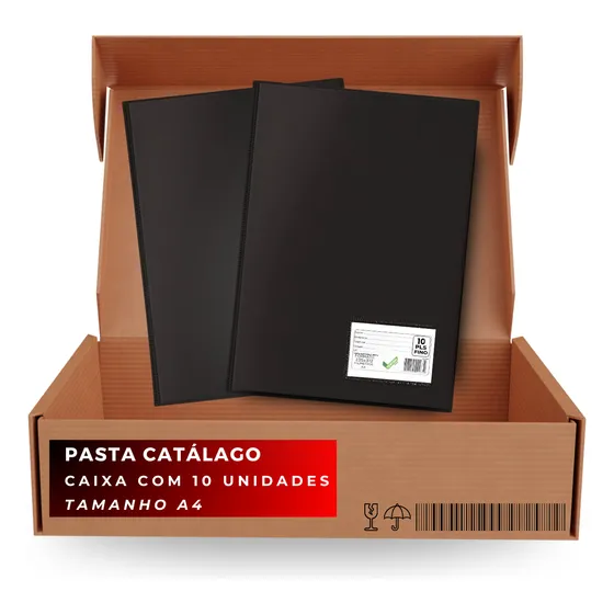 Kit 10 Pasta Catalogo Organizadora A4 10 Plasticos Divisória