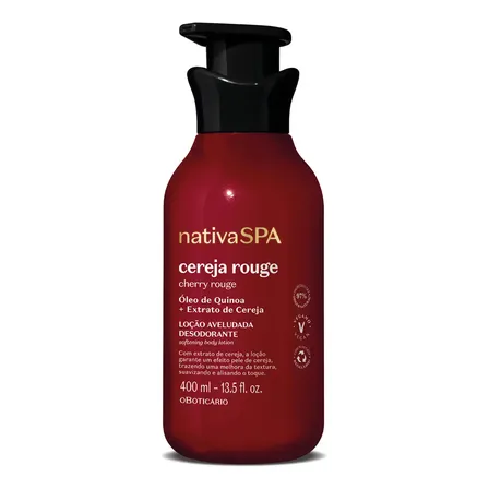 O Boticário Nativa Spa Loção Aveludada Cereja Rouge 400ml