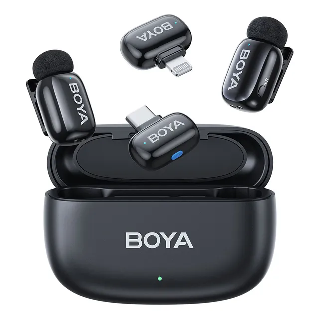 Microfone Sem Fio Boya Mini-12 Lapela Android/ios Preto