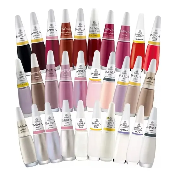 Kit 30 Esmaltes Impala Atacado Coleção Cores Coloridos Tons Cor Classico