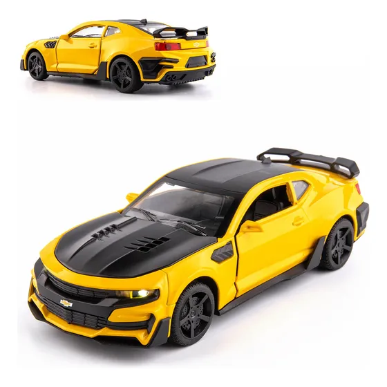 Chevrolet Camaro Escala 1:32, Puertas Practicables, Faros Iluminados, Color Amarillo