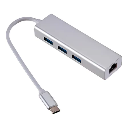 Adaptador Hub 3 Puertos Usb Type C Ethernet Rj45 Y 3 Usb