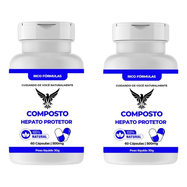 Composto Hepato Protetor 100% Natural 2 Potes De 60 Cp 500mg