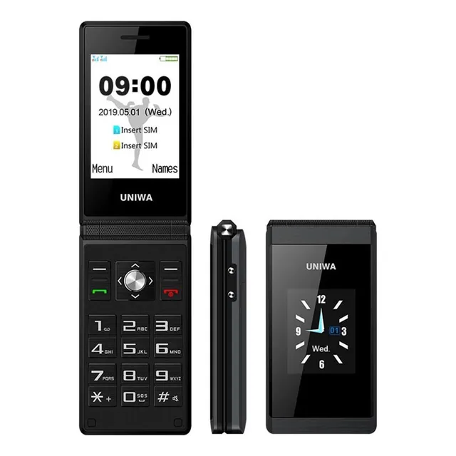 F Teléfono Móvil Uniwa Ancianos Flip Dual Sim