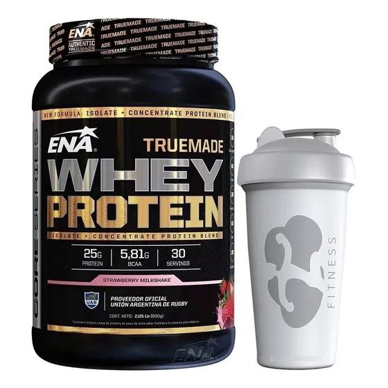 Ena True Made Whey Protein 2 Lb Sabor Frutilla + Vaso Shaker 600ml