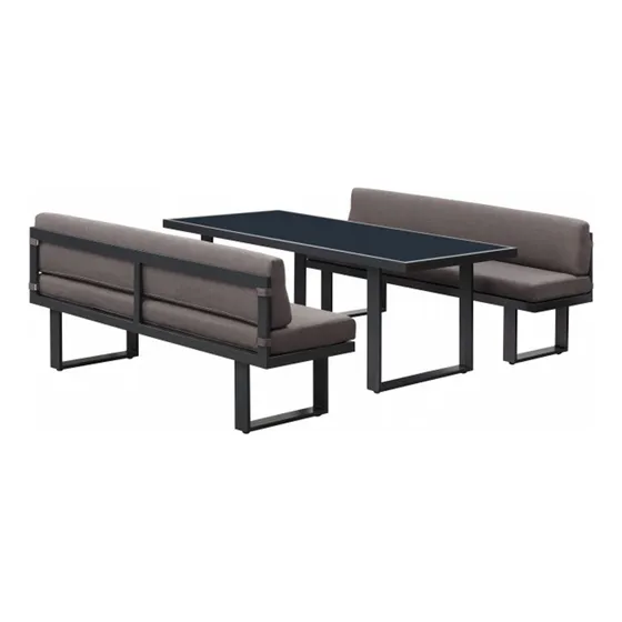 Set Juego De Comedor Moderno Asientos Corridos P Exteriores