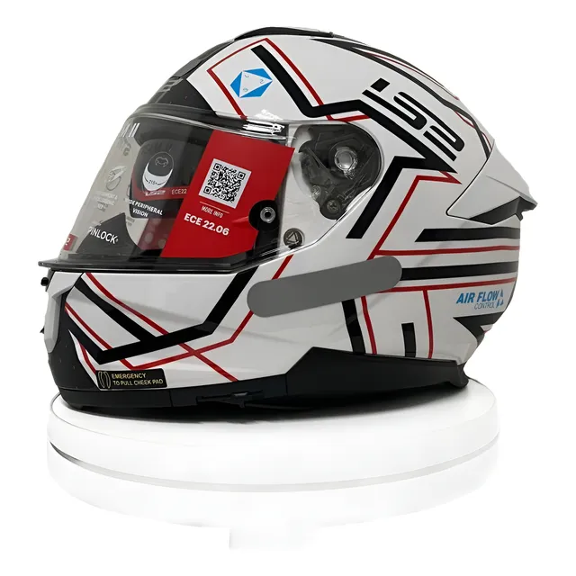 Capacete Fechado Ls2 Ff808 Stream 2 Maze Branco Preto Novo