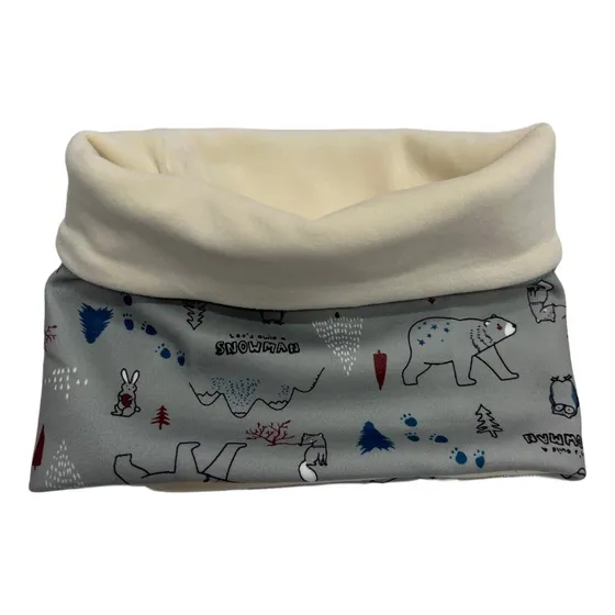 Cuello Para Niños Forrado Con Diseños Gris Oscuro Oso Único