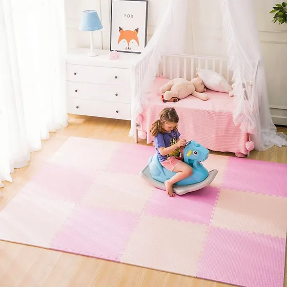 Kit 12 Placas Piso Tapete de EVA Infantil de 50x50x2cm Espessura Grossa de 20mm Cobre Área de 3m² Para Menina Bebe Criança Quarto Antiderrapante Corta Friagem Anti Queda Original + 24 Bordas Inclusas