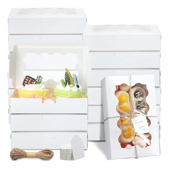 Paquete De 60 Cajas Para Galletas Con Ventana Para Magdalena