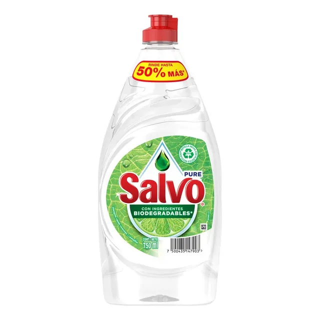 Lavatrastes Detergente Líquido Salvo Pure 750 Ml, 3 Unidades