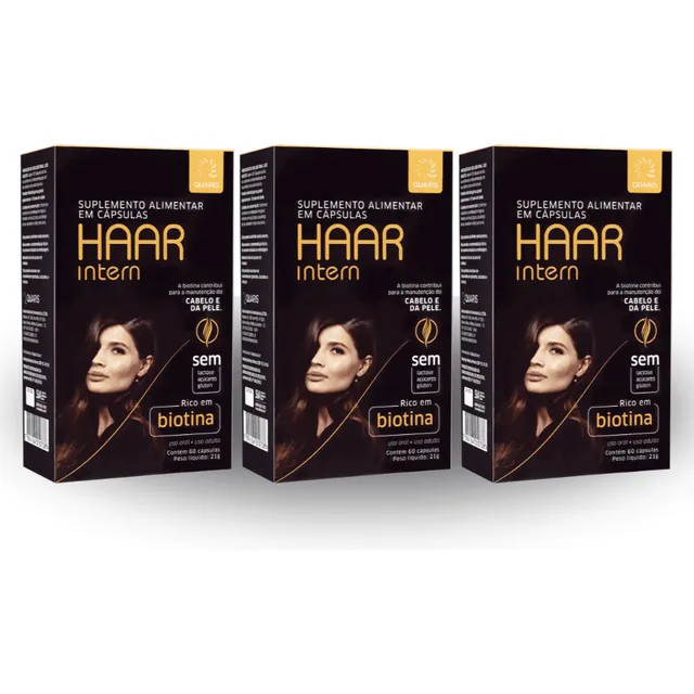 3 Haar Intern Polivitaminico Para Tratamento Capilar 180 Cpr