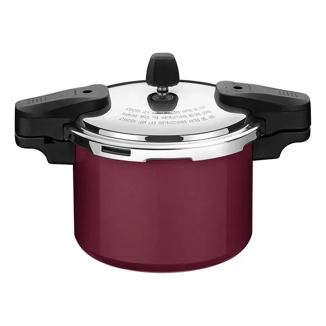 Panela de Pressão Tramontina Torino 4,5 L em Alumínio com fundo de Indução e Revestimento Antiaderente Cerâmico 20 cm - Vermelho Framboesa