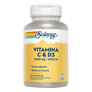 Vitamin C 1g + D3 2000ui 120 Cápsulas Importado Eua Vitamin C 1g + D3 2000ui 120 Cápsulas Importado Eua