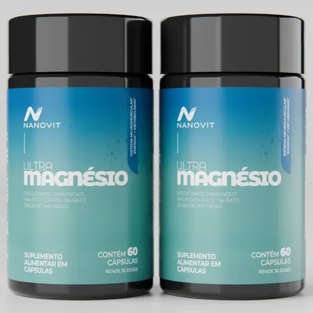 Magnésio 5 Em 1 Dimalato Bisglicinato 60 Cápsulas Sem Sabor | Quantidade 2 Potes