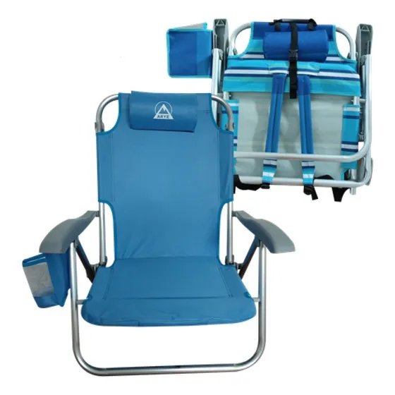 Silla Reposera Playa Con Mochila Bolsillo Plegable Térmica