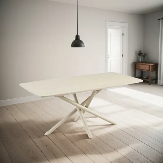 Mesa De Comedor  Moderna De Neolith 180x90cm Importada Neoliht Simil Marmol Travertino Base Capuccino