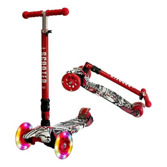 Scooter Italy Graffiti monopatín de pie rojo graffiti para niños