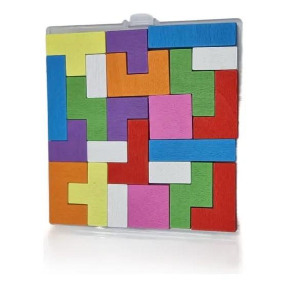 Juego De Mesa Tetris De Madera 23 Piezas Desafía Tu Mente