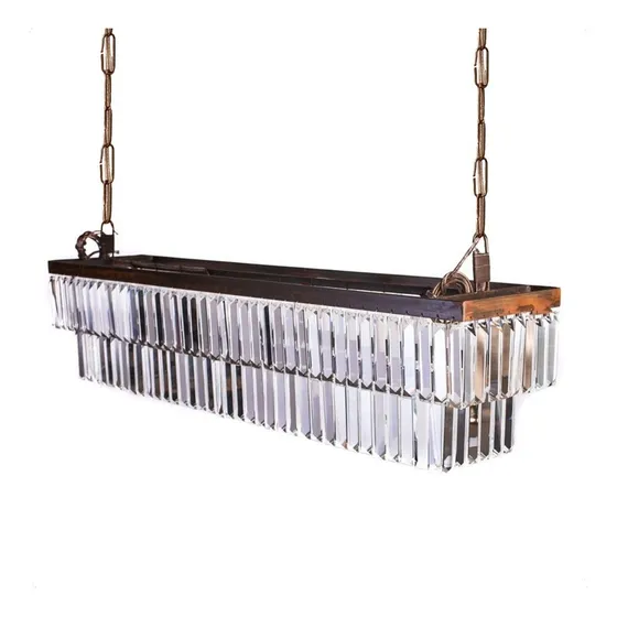 Lampara Colgante Techo Rectangular 2 Pisos Caireles Vidrio
