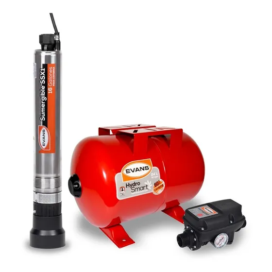 Sistema Easy Press+ Bomba Sumergible Ssx1 1/2hp +tanque 24l 