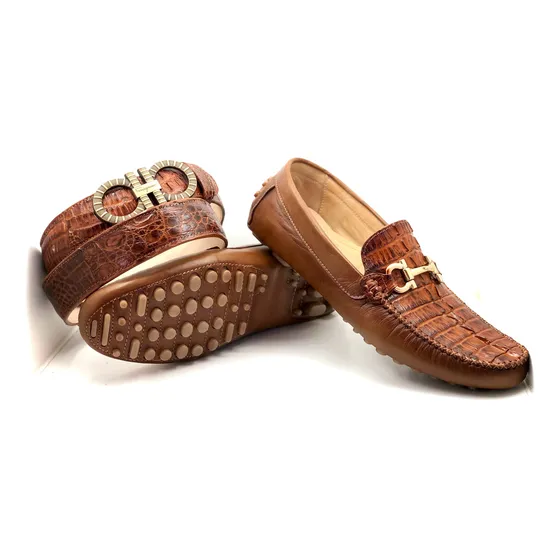 Kit Mocasín + Cinto En Diferentes Pieles Exóticas Genuinas