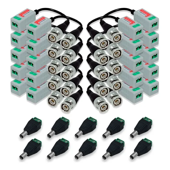 10 Par Vídeo Balun Para Camera Intelbras A Hd Tvi Cvi + 10p4