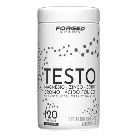 Testo Forged - Zinco, Magnésio, Boro, Cromo, Vitamina D3, B12 - Precursor Da Testosterona - 120 Cápsulas - Forged Nutrition Sem Sabor