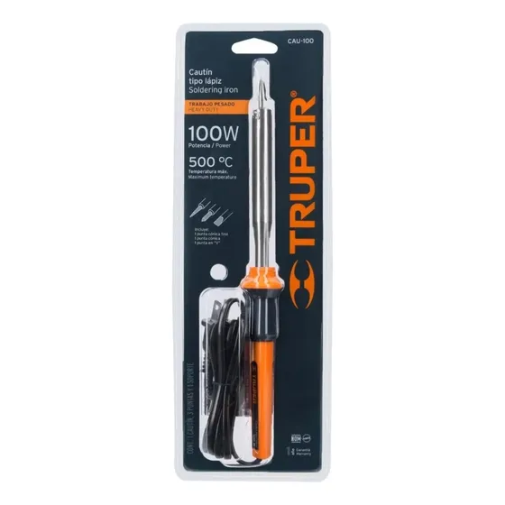 Cautín Tipo Lápiz 100w 500°c Incluye 3ptas Cód. 14623 Truper