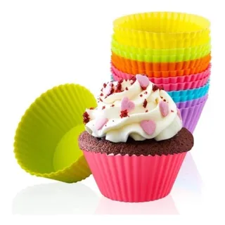 Kit 12 Mini Formas Silicone Cupcake Bolo Muffin Assadeira Kit 12 Mini Formas Silicone Cupcake Bolo Muffin Assadeira