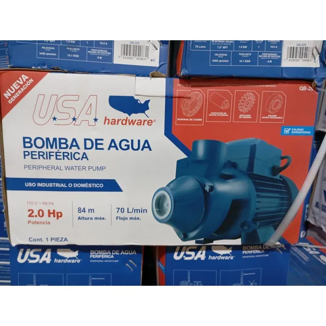 Bomba Agua 2 Hp Usa Periférica Industrial Potente 100% Cobre