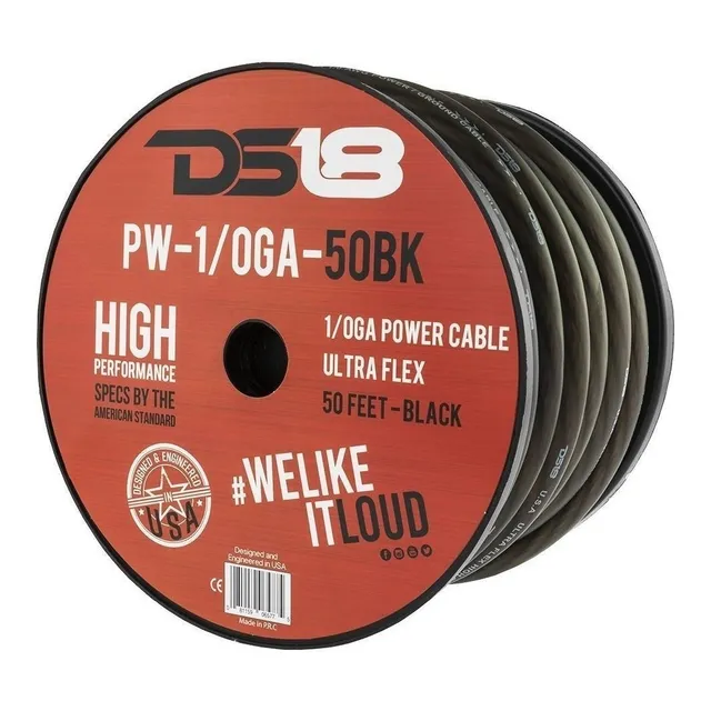 Bobina De Cable Ds18 #0 Super Flex 50 Pies Negro
