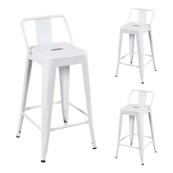 Kit 3 Banquetas Tolix Com Encosto Média 66cm Industrial