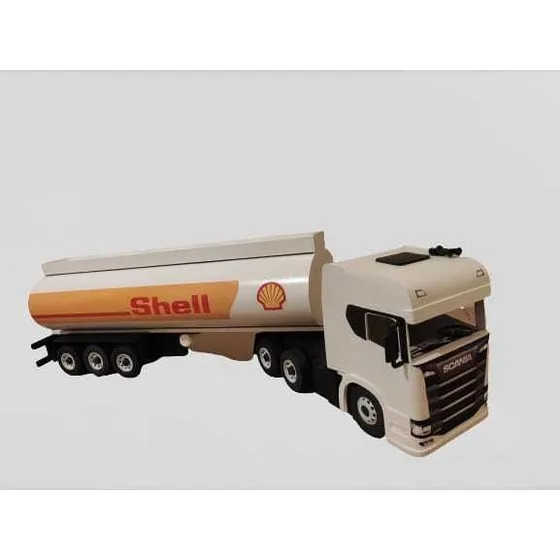 Carreta Scânia Gigante Tanque Shell Madeira Mdf Miniatura 