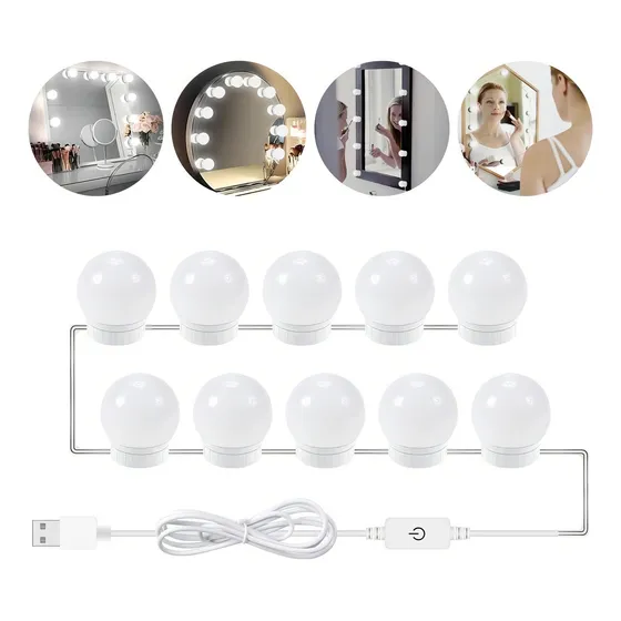 Kit 10 Luz De Espelho Camarim Maquiagem Led 3 Tons Cores Cor Branco
