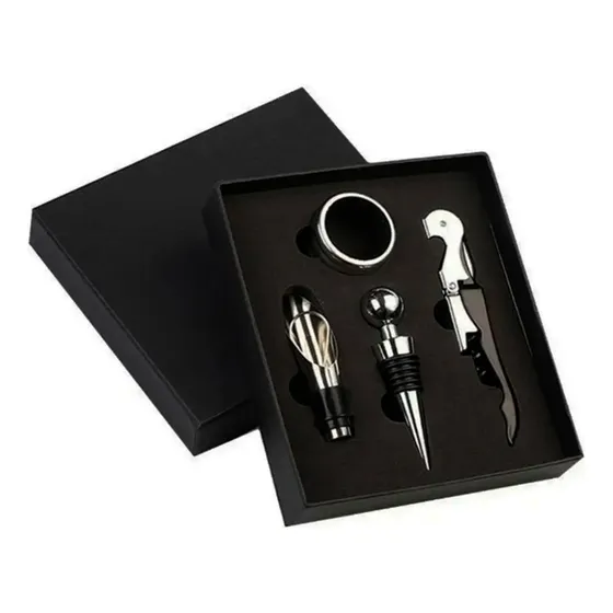 Set De Vino 4 Piezas Accesorios Sacacorcho En Caja