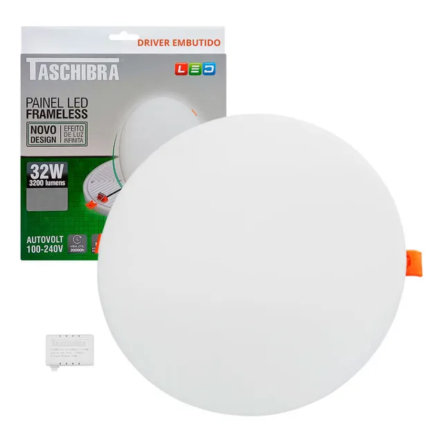 Painel Taschibra Led Frameless 32w Redondo Borda Infinita