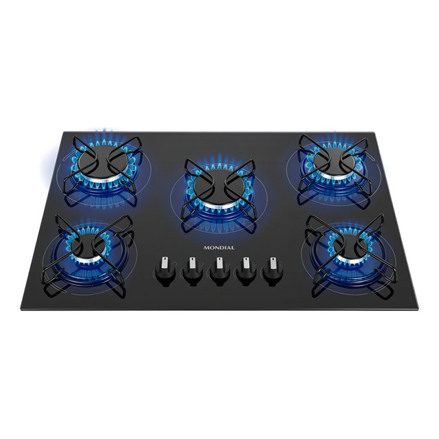 Cooktop A Gás 5 Bocas Mondial Preto Vidro Temperado Ctg-02 Cooktop A Gás 5 Bocas Mondial Preto Vidro Temperado Ctg-02