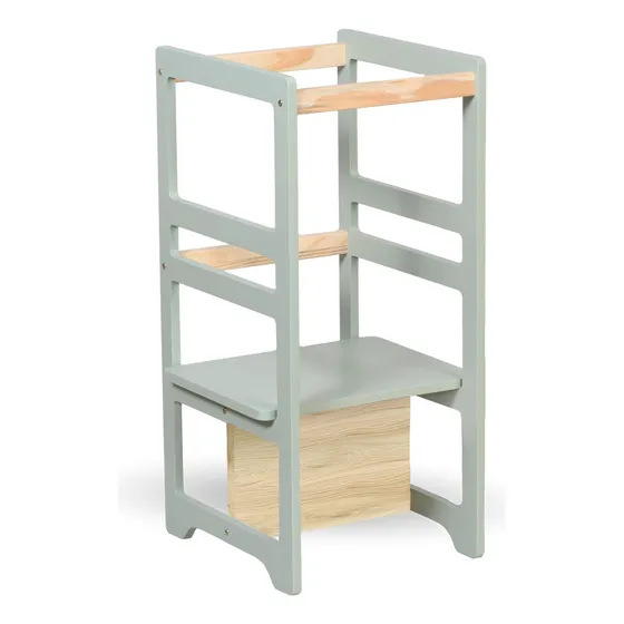 Torre De Aprendizagem Montessori 4 Em 1 Laqueada Verde Cha