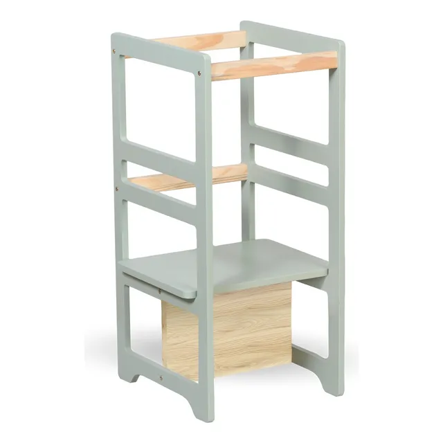 Torre De Aprendizagem Montessori 4 Em 1 Laqueada Verde Cha