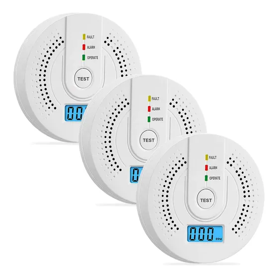 Detector De Monóxido De Carbono 3pza Con Alta Cobertura Y Alarma Con Sonido,equipado Con Baterías,alerta De Decibelios Altos Adecuado Para Residencias Oficinas Supermercados Comerciales Almacenes