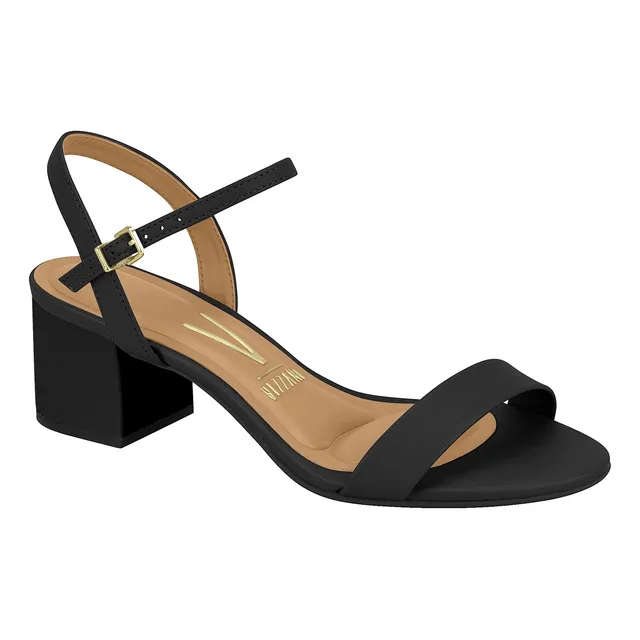 Sandália Feminina Salto Grosso Com Fivela Conforto Original