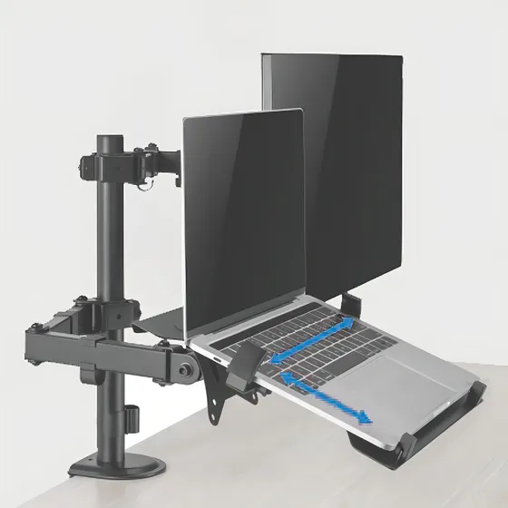 Soporte Dual Escritorio Monitor Notebook Onebox Lcd25 D13a32 Color Negro