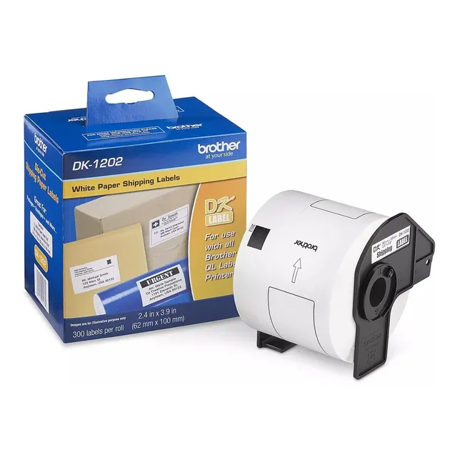 Rollo De 300 Etiquetas Blancas Brother Dk1202 Precor. 62mm Color Blanco