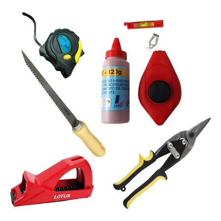Kit Gesseiro Drywall Serrote+tesoura+trena+linha De Giz