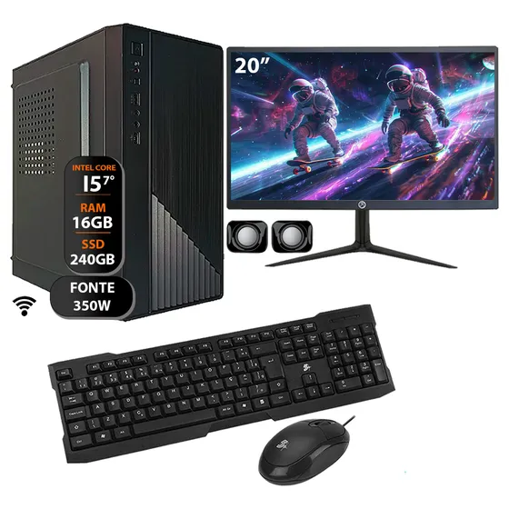 Computador Core I5 7°ger Ddr4 16gb Ssd 240gb 350w Monitor 20